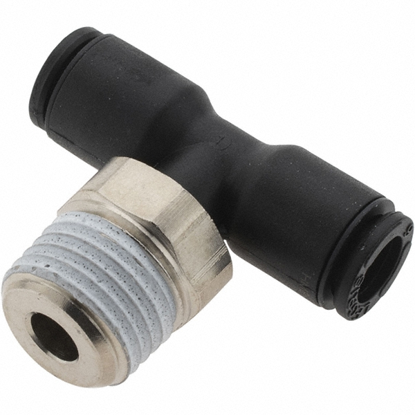 Push-To-Connect Tube to Male BSPT Tube Fitting: Male Branch Tee, 1/4" Thread