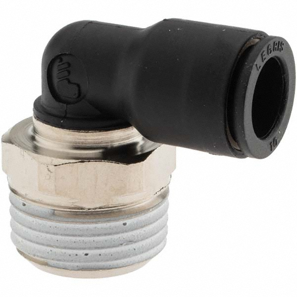 Push-To-Connect Tube to Male BSPT Tube Fitting: Male Elbow, 1/2" Thread