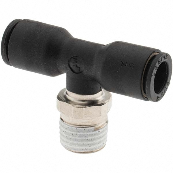 Push-To-Connect Tube Fitting: Male Branch Tee, 1/4" Thread, 5/16" OD
