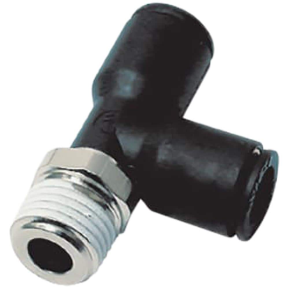 Push-To-Connect Tube Fitting: Male Run Tee, #10-32 Thread, 5/32" OD