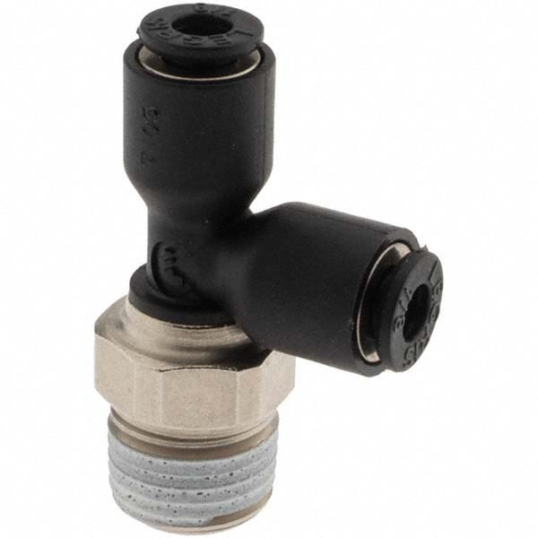 Push-To-Connect Tube Fitting: Male Run Tee, 1/8" Thread, 1/8" OD