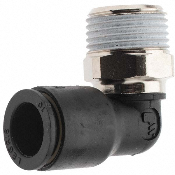 Push-To-Connect Tube to Male BSPT Tube Fitting: Male Elbow, 3/8" Thread
