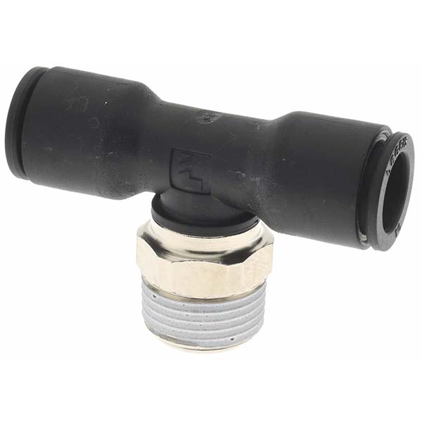 Push-To-Connect Tube to Male BSPT Tube Fitting: Male Branch Tee, 3/8" Thread