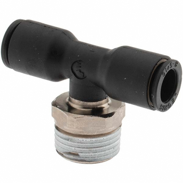 Push-To-Connect Tube to Male BSPT Tube Fitting: Male Branch Tee, 3/8" Thread, 5/16" OD