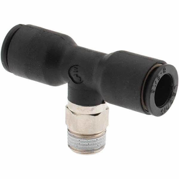 Push-To-Connect Tube to Male BSPT Tube Fitting: Male Branch Tee, 1/8" Thread, 5/16" OD