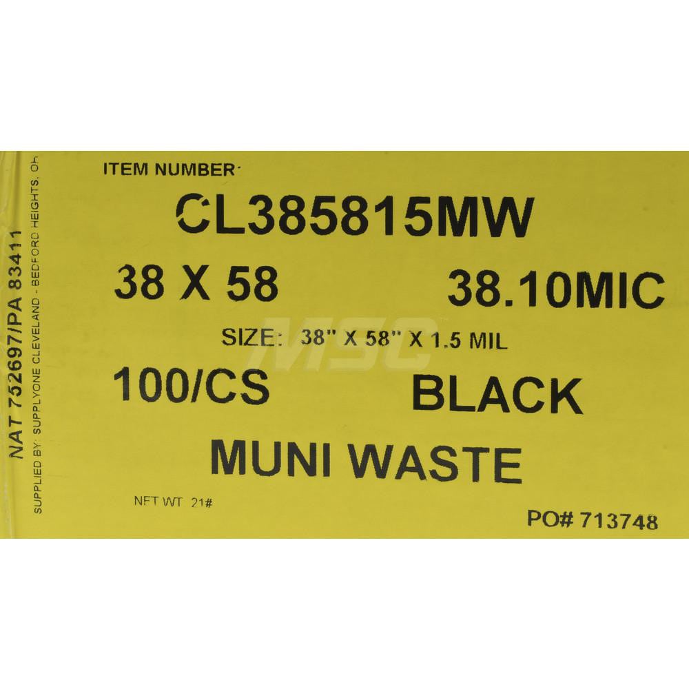 Value Collection - Trash Bags: 55 gal, 1.5 mil, 100 Pack - 53615464 - MSC  Industrial Supply