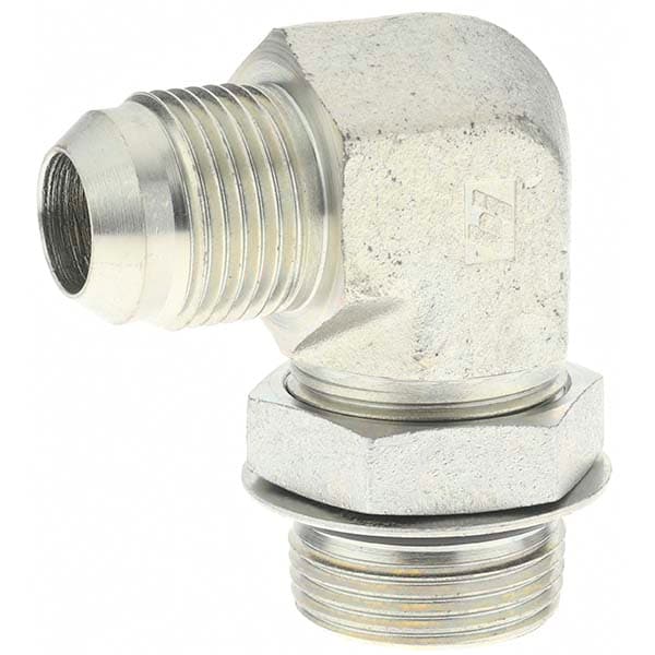 Steel Flared Tube 90 ° Elbow: 3/4" Tube OD, 1-1/16-12 x 1-5/16-12 Thread, 37 ° Flared Angle