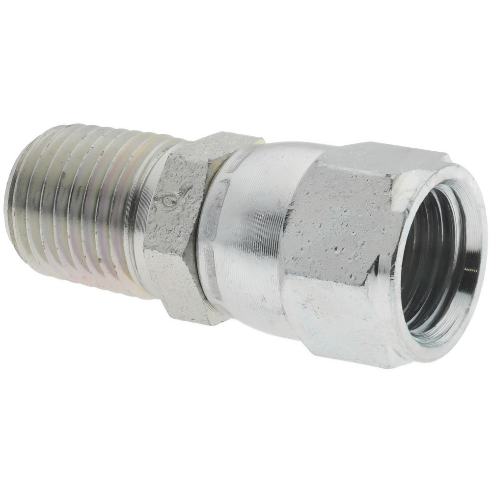 Steel Flared Tube Connector: 5/16" Tube OD, 1/4-18 x 1/2-20 Thread, 37 ° Flared Angle