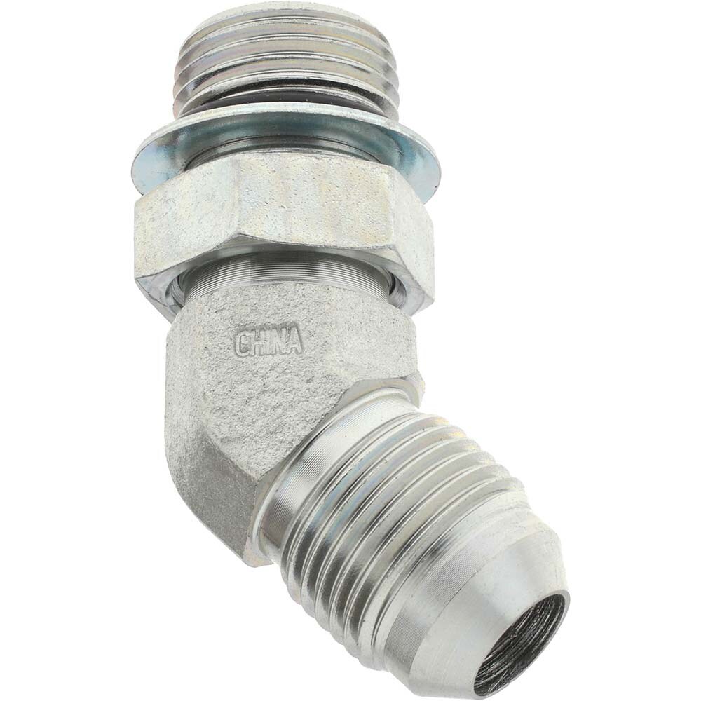 Steel Flared Tube 45 ° Elbow: 1/2" Tube OD, 3/4-16 x 3/4-16 Thread, 37 ° Flared Angle