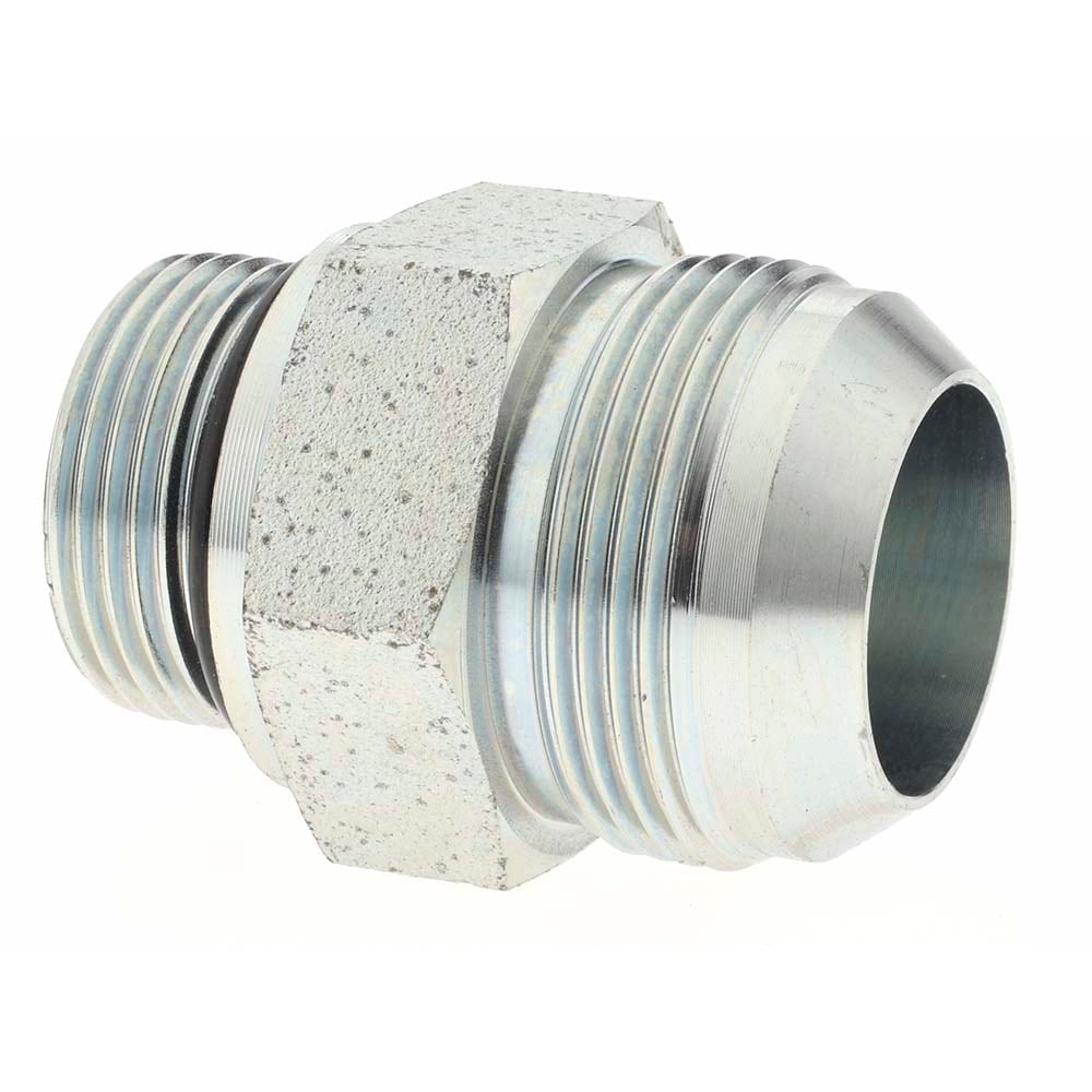 Steel Flared Tube Connector: 1-1/4" Tube OD, 1-5/8-12 x 1-5/16-12 Thread, 37 ° Flared Angle