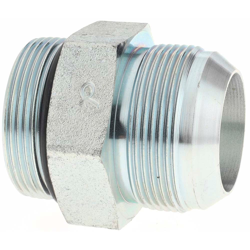 Steel Flared Tube Connector: 1-1/2" Tube OD, 1-7/8-12 x 1-7/8-12 Thread, 37 ° Flared Angle