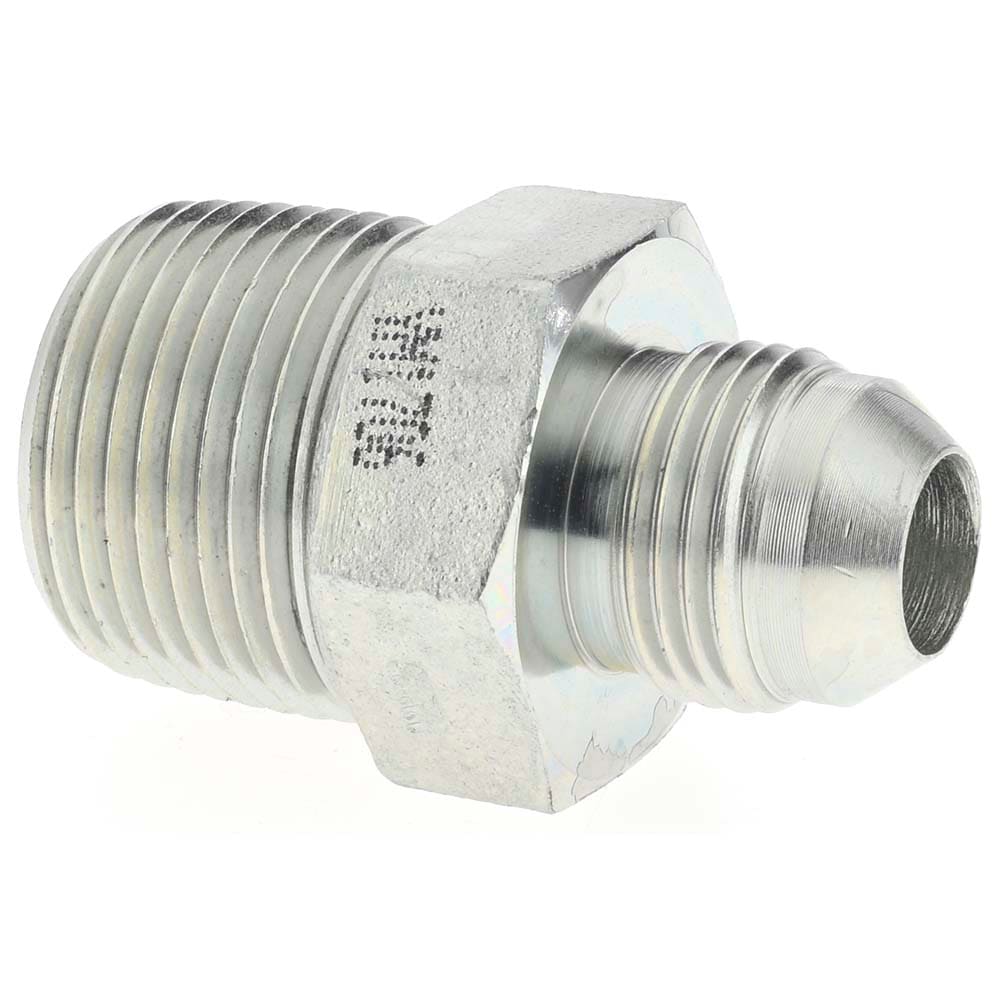 Steel Flared Tube Connector: 1/2" Tube OD, 3/4-16 x 3/4-14 Thread, 37 ° Flared Angle