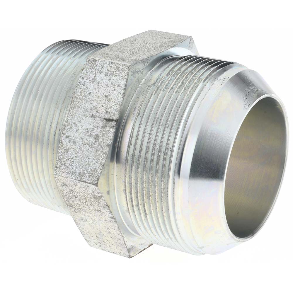 Steel Flared Tube Connector: 2" Tube OD, 2-1/2-12 x 2-11-1/2 Thread, 37 ° Flared Angle