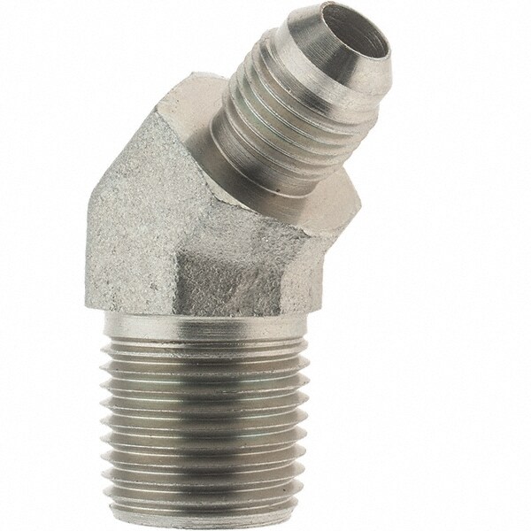 Steel Flared Tube 45 ° Elbow: 3/8" Tube OD, 9/16-18 x 1/2-14 Thread, 37 ° Flared Angle