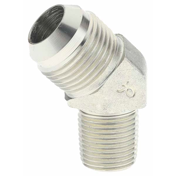 Steel Flared Tube 45 ° Elbow: 3/4" Tube OD, 1/2-14 Thread, 37 ° Flared Angle