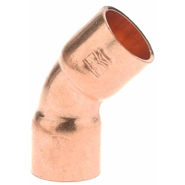 Wrot Copper Pipe 45 ° Elbow: 1/4" Fitting, C x C