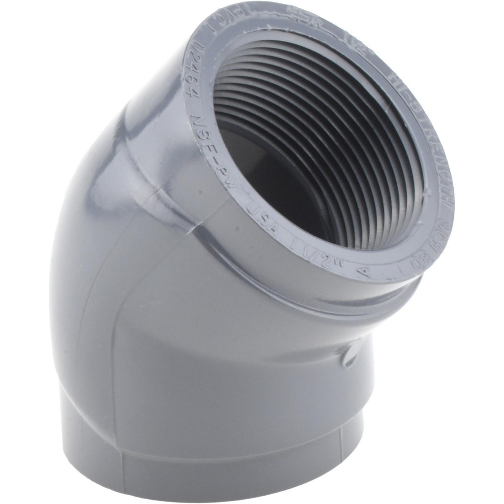Value Collection Plastic 45 Degree Elbow: 1-1/2 in, PVC - FIPT x FIPT End Connections