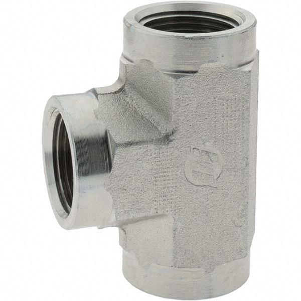 Industrial Pipe Tee: 3/4 x 3/4 x 3/4" Female Thread, FNPT x FNPT x FNPT
