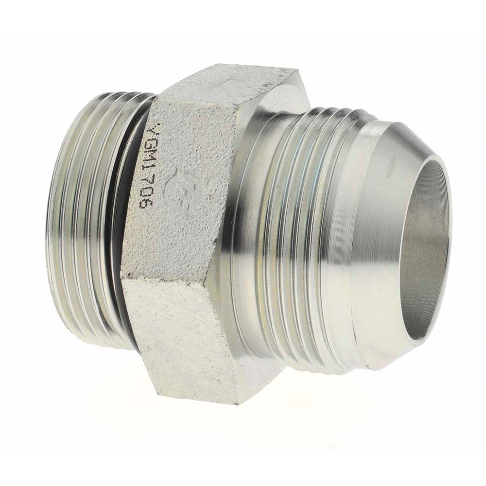 Steel Flared Tube Connector: 1-1/4" Tube OD, 1-5/8-12 x 1-5/8-12 Thread, 37 ° Flared Angle