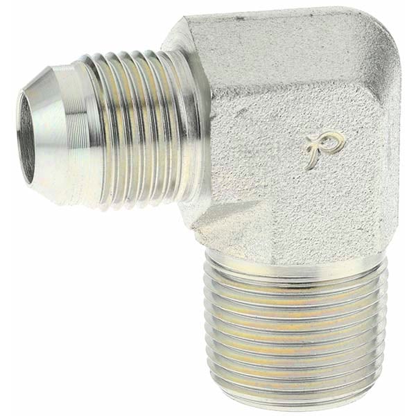 Steel Flared Tube 90 ° Elbow: 5/8" Tube OD, 7/8-14 x 3/4-14 Thread, 37 ° Flared Angle