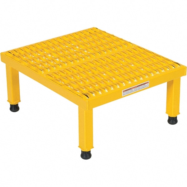Step Stand Stool: 9" OAH, 19" OAW, 1 Step, Steel, Yellow