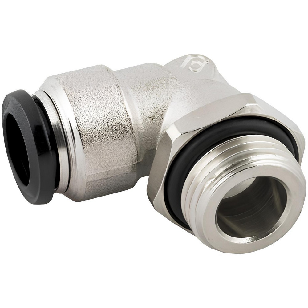Push-To-Connect Tube to Metric Thread Tube Fitting: Swivel Elbow, M5 Thread