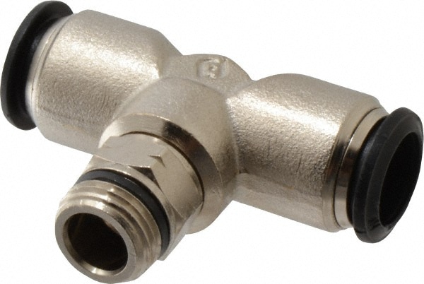 Push-To-Connect Tube to Universal Thread Tube Fitting: Swivel Branch Tee, 3/8" Thread
