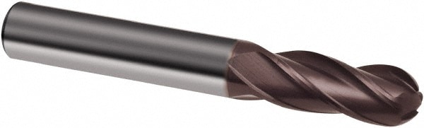 Guhring 9042610031700 Ball End Mill: 0.125" Dia, 0.5" LOC, 4 Flute, Solid Carbide Image