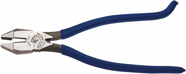 Klein Tools 9-1/4" OAL, 33mm Jaw Length, Ironworker's Pliers - Knurled Jaw, Plastic Dipped Handles | Part #201-7CST