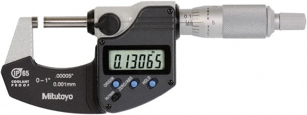 Mitutoyo 293-340-30CAL Electronic Outside Micrometer: 1", Solid Carbide Measuring Face, IP65 Image