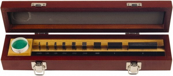 Gage Block Set: 0.0625 to 2'' Range, 9 Pc, AS-1 Grade, Steel
