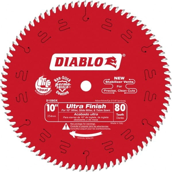 DIABLO D1080X Wet & Dry Cut Saw Blade: 10" Dia, 5/8" Arbor Hole, 0.098" Kerf Width, 80 Teeth 