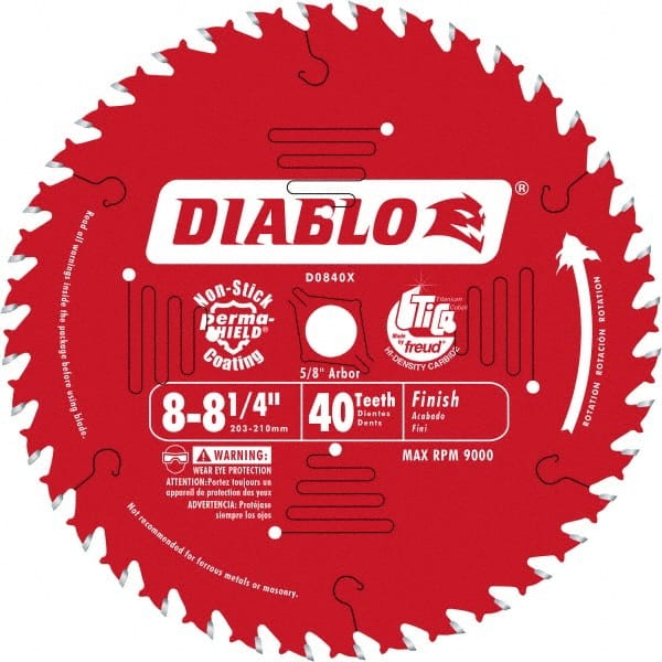 DIABLO D0840X Wet & Dry Cut Saw Blade: 8-1/4" Dia, 5/8" Arbor Hole, 0.094" Kerf Width, 24 Teeth 