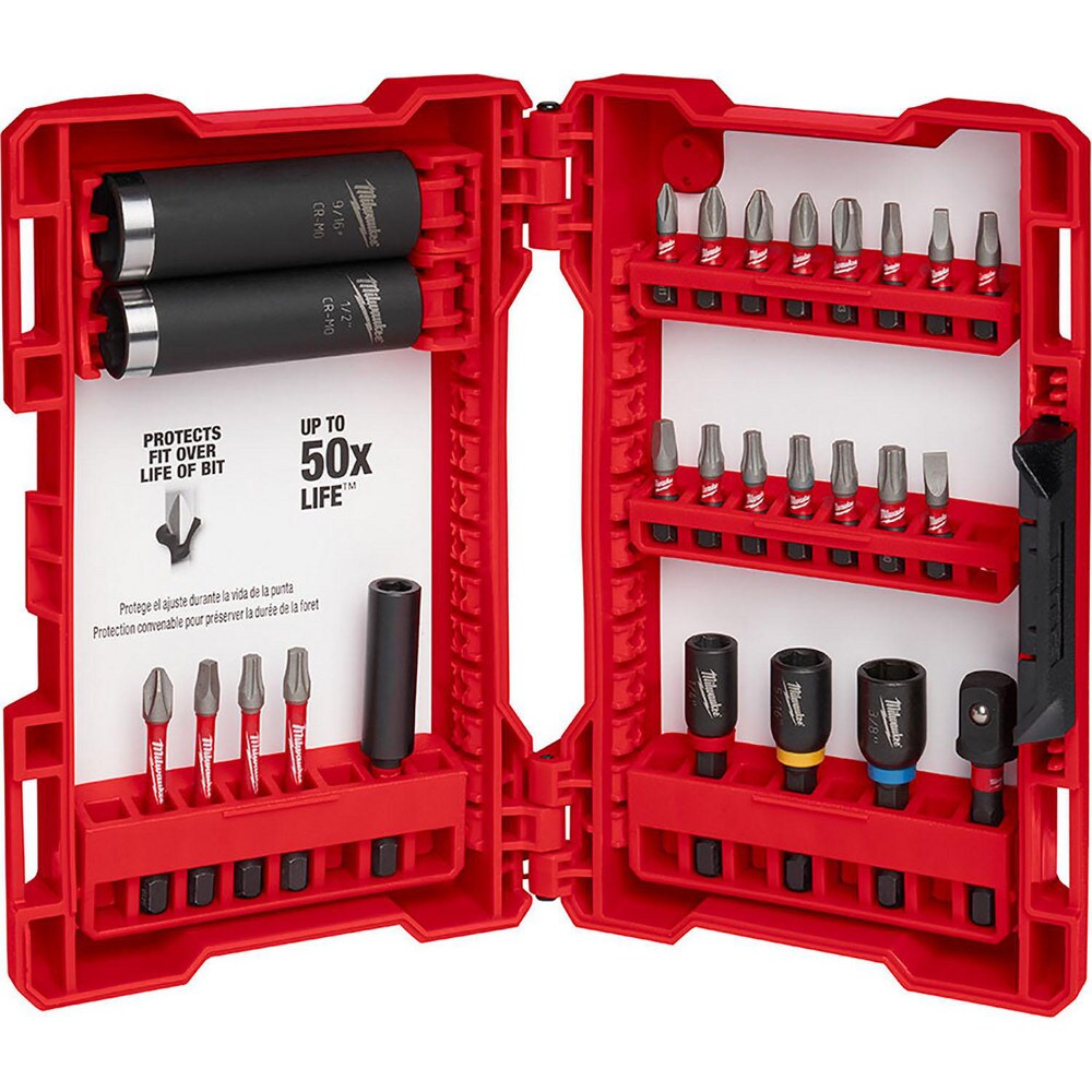 Screwdriver Insert Bit Set: 0.25, 0.31 & 0.38" Drive, Phillips, Slotted, Square & Torx