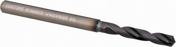 Sumitomo U101019 Screw Machine Length Drill Bit: 0.136" Dia, 135 °, Solid Carbide 