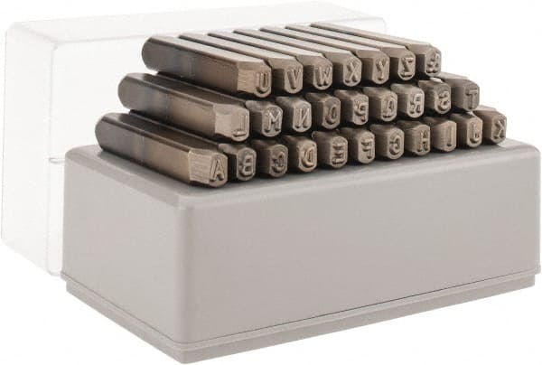 Hanson 3//16/" Steel Number And Letter Hand Stamp Set 36-Piece