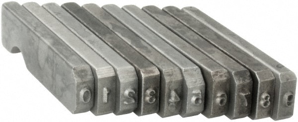 10 Piece, 1/16 Inch Character, Steel Type Set