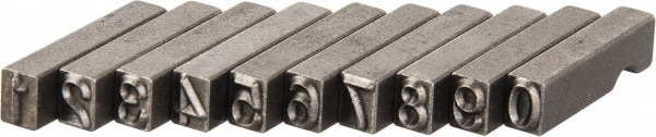 10 Piece, 3/16 Inch Character, Steel Type Set