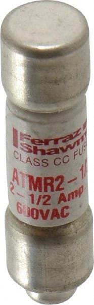 Ferraz Shawmut ATMR2 1/2 Cylindrical Fast-Acting Fuse: CC, 2.5 A, 10.3 mm Dia 