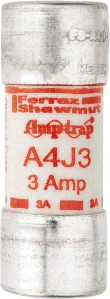 Ferraz Shawmut A4J3 Cylindrical Fast-Acting Fuse: J, 3 A, 20.6 mm Dia 