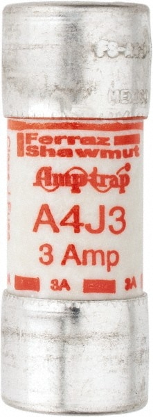 Ferraz Shawmut A4J3 Cylindrical Fast-Acting Fuse: J, 3 A, 20.6 mm Dia Image