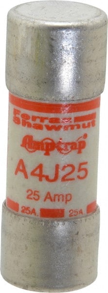 Ferraz Shawmut A4J25 Cylindrical Fast-Acting Fuse: J, 25 A, 20.6 mm Dia 