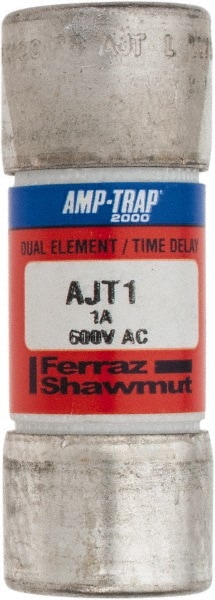 Ferraz Shawmut AJT1 Cylindrical Time Delay Fuse: J, 1 A, 20.7 mm Dia Image