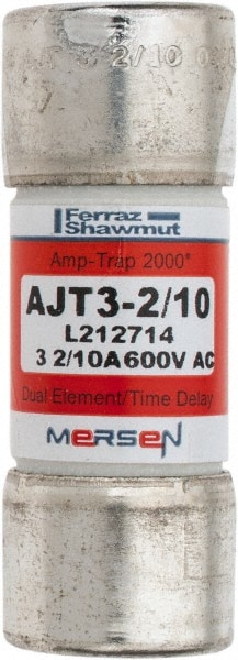 Ferraz Shawmut AJT3-2/10 Cylindrical Time Delay Fuse: J, 3.2 A, 20.7 mm Dia Image