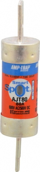 Ferraz Shawmut AJT80 Cylindrical Time Delay Fuse: J, 80 A, 4-5/8" OAL, 1-1/16" Dia Image