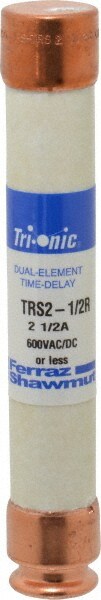 Cylindrical Time Delay Fuse: RK5, 2.5 A, 127 mm OAL, 20.7 mm Dia