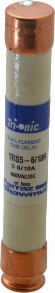 Ferraz Shawmut TRS5-6/10R Cylindrical Time Delay Fuse: RK5, 5.6 A, 127 mm OAL, 20.7 mm Dia Image