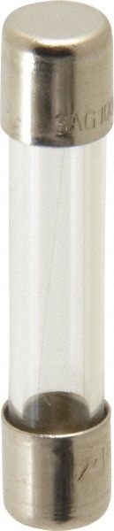 Cylindrical Fast-Acting Fuse: 0.1 A, 1-1/4" OAL, 1/4" Dia