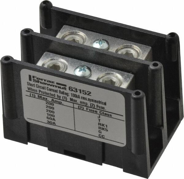 2 Poles, 135 Amp, 2/0-14 AWG Primary, 2/0-14 AWG Secondary, Polycarbonate Power Distribution Block
