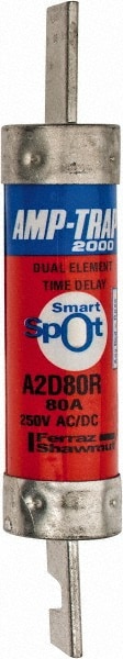 Ferraz Shawmut A2D80R Cylindrical Time Delay Fuse: RK1, 80 A, 27 mm Dia Image